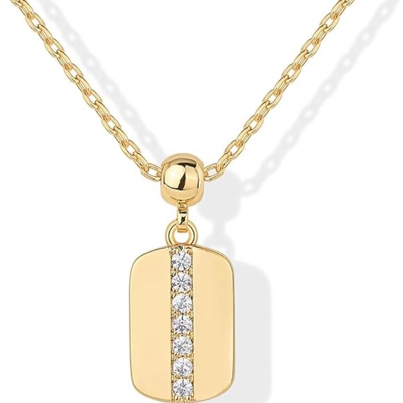 Neiman Marcus 14K Gold Plated Double Sided Dog Tag Necklace - Picture 4 of 4